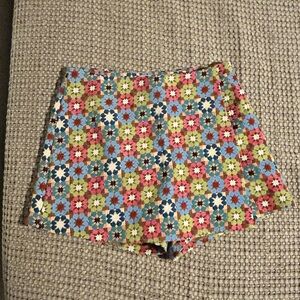 Pink Lily High Waist Floral Women's Skort